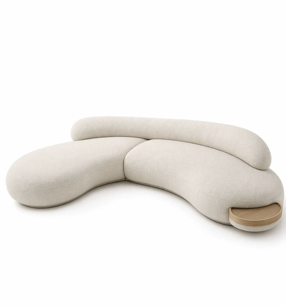 Curve Lounge Sofa in cream bouclé